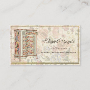 Die lackierten Möbel verfeinern die Blumenbearbeit Visitenkarte