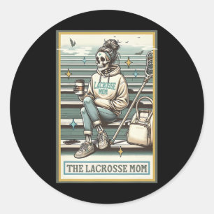 Die Lacrosse Mama Skelettkarte Tarot Card Funny Mo Runder Aufkleber