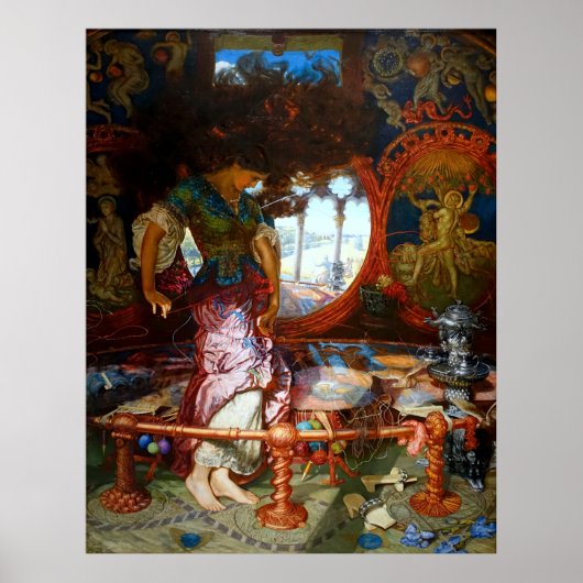 Die Lady of Shalott von William Hunt aus der Zeit Poster (Vorne)