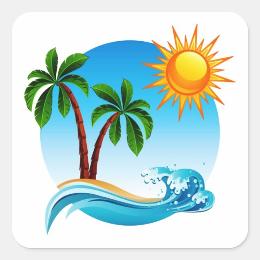 Die Lage direkt am Strand Quadratischer Aufkleber (Vorderseite)