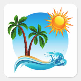 Die Lage direkt am Strand Quadratischer Aufkleber