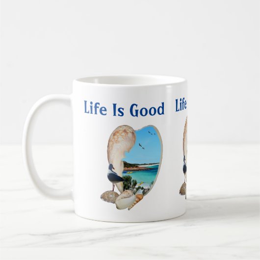 Die Lage in einer Muschel am Strand, Kaffeetasse (Links)