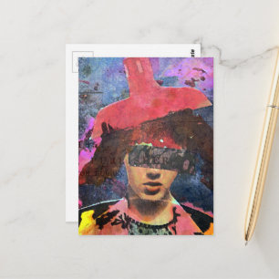 Die Lampenschirm-Hut-Dame Postkarte