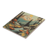 Die Landschaft des schneebedeckten Berges und des Fliese (Seite)