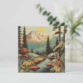 Die Landschaft des schneebedeckten Berges und des  Karte (Stehend Vorderseite)