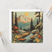 Die Landschaft des schneebedeckten Berges und des  Karte (Vorderseite/Rückseite Beispiel)