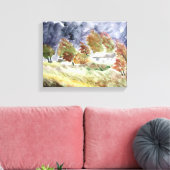 Die Landschaft von der originalen Wasserfarbenkuns Leinwanddruck (Insitu (Wohnzimmer))