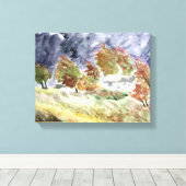 Die Landschaft von der originalen Wasserfarbenkuns Leinwanddruck (Insitu (Holzboden))