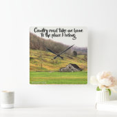 Die Landstraße bringt mich zur Zuhause Wall-Uhr Quadratische Wanduhr (Zuhause)