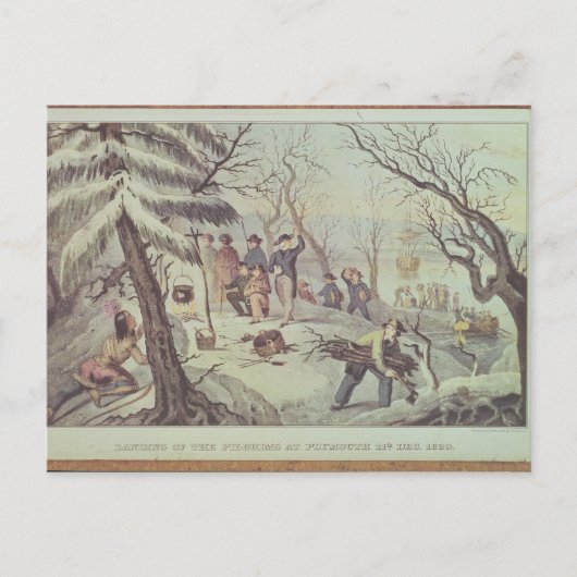 Die Landung der Pilger in Plymouth Postkarte (Vorderseite)