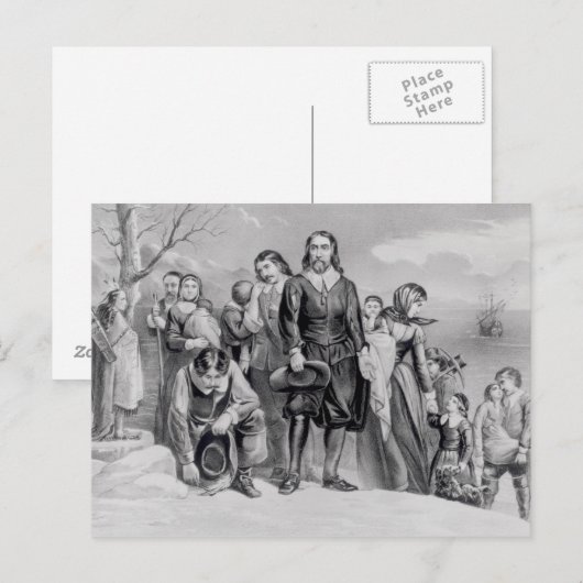 Die Landung der Pilger Postkarte (Vorne/Hinten)