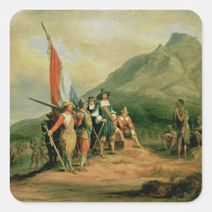 Die Landung von Jan van Riebeeck Quadratischer Aufkleber