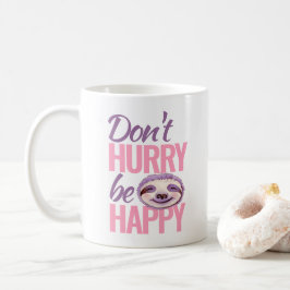 Die Latte beeilt sich nicht, die lila Kunst in pin Kaffeetasse
