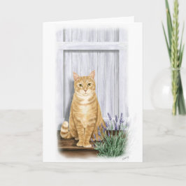 Die Lavendel Door Cat Karte