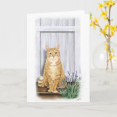 Die Lavendeltür-Katze Karte (Gelbe Blume)