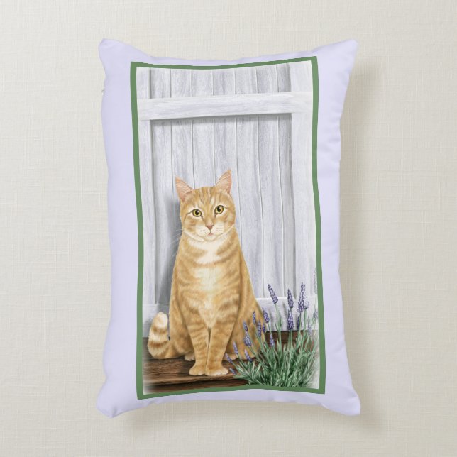 Die Lavendertür-Gingerkatze Custom Dekokissen (Vorderseite(Vertikal))