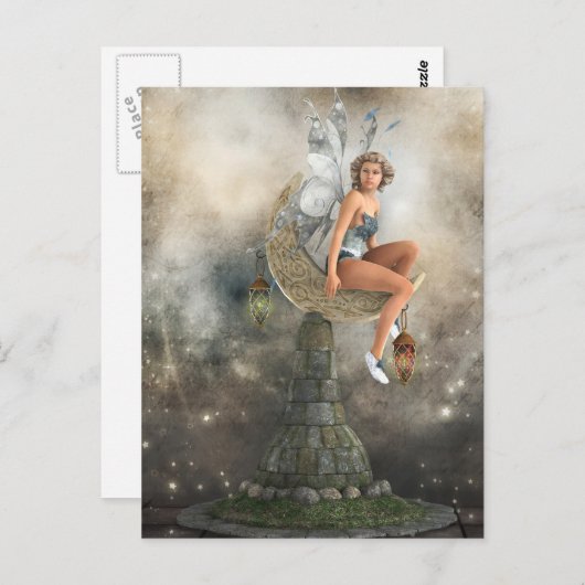 Die Lazy Moon Fairy Postkarte (Vorne/Hinten)
