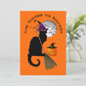 Die Le Chat Noir Halloween Hexe Einladung (Stehend Vorderseite)