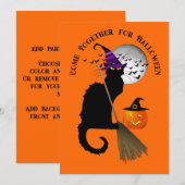Die Le Chat Noir Halloween Hexe Einladung (Vorne/Hinten)