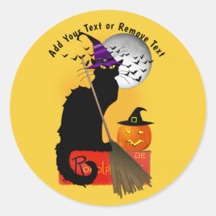 Die Le Chat Noir Halloween Hexe Runder Aufkleber