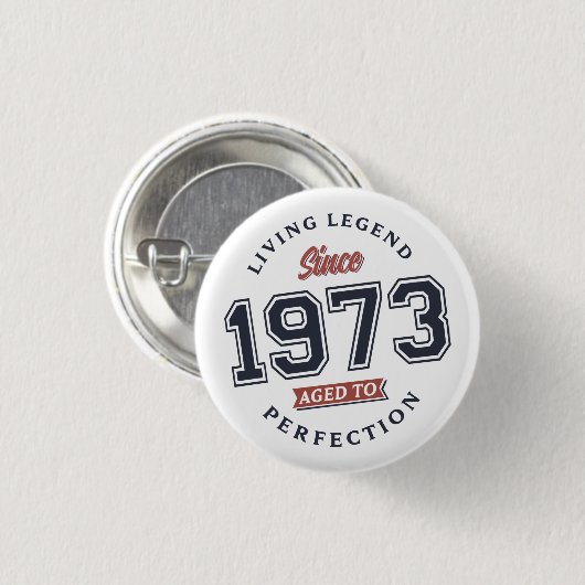 Die lebende Legende 1973 gealtert bis zur Perfekti Button (Vorne & Hinten)