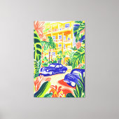 Die lebendige City Street mit den klassischen Auto Leinwanddruck (Vorderseite)