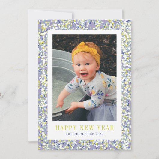 Die lebendige Confetti-Neujahrskarte Feiertagskarte (Vorderseite)