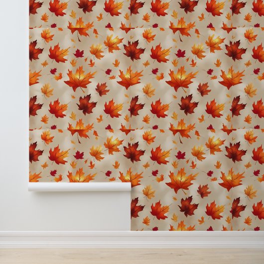 Die lebendige Fall Maple Blätter schälen und an de Tapete (Anwendung)