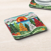 Die lebendige, farbenfrohe Kunst des Papierabbaus Getränkeuntersetzer (Linke Seite)