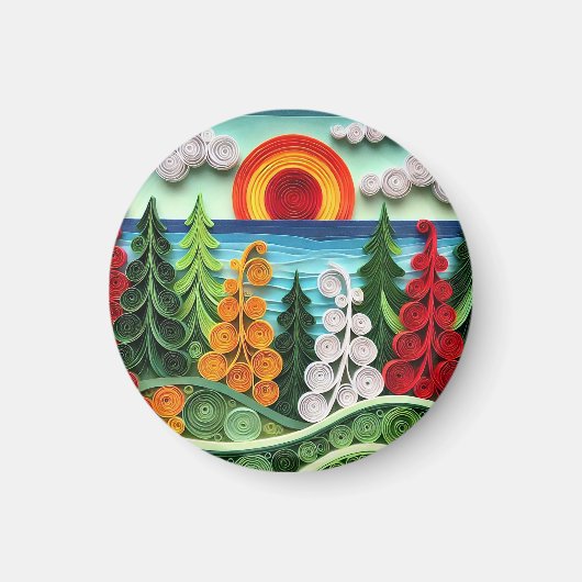 Die lebendige, farbenfrohe Kunst des Papierabbaus Magnet (Vorne)