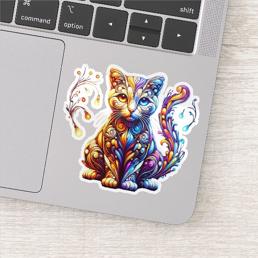 Die lebendige Glow Cat Aufkleber (Detail)