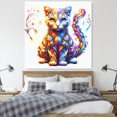 Die lebendige Glow Cat Leinwanddruck (Insitu (Schlafzimmer))