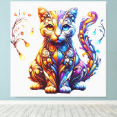 Die lebendige Glow Cat Leinwanddruck (Insitu (Holzboden))