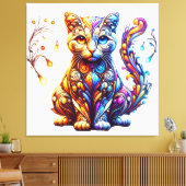 Die lebendige Glow Cat Leinwanddruck (Insitu (Wohnzimmer))