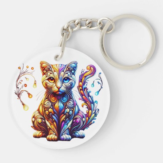 Die lebendige Glow Cat Schlüsselanhänger (Rückseite)