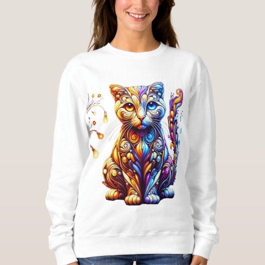 Die lebendige Glow Cat Sweatshirt (Vorderseite)