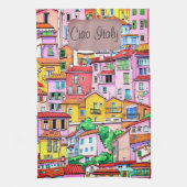 Die lebendige italienische Fassade Geschirrtuch (Vertikal)