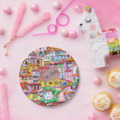 Die lebendige italienische Fassade Pappteller (Party)