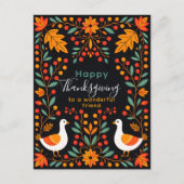 Die lebendige Maple von Folk Art Gänse Verlasst Er Postkarte (Vorderseite)