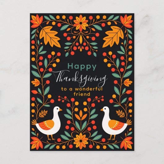 Die lebendige Maple von Folk Art Gänse Verlasst Er Postkarte (Vorderseite)