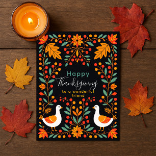 Die lebendige Maple von Folk Art Gänse Verlasst Er Postkarte