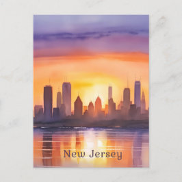 Die lebendige New Jersey Watercolor Sunset Art Postkarte