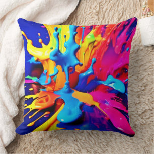 Die lebendige Paint Splash Kunst in feinen Farben Kissen