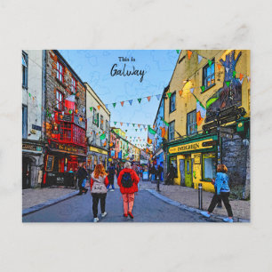 Die lebendige Stadt Galway-Irland Postkarte