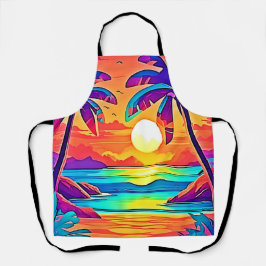 Die lebendige tropische Sonnenuntergangsart Schürze