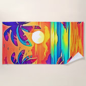 Die lebendige tropische Sonnenuntergangsart Strandtuch (Vorderseite)