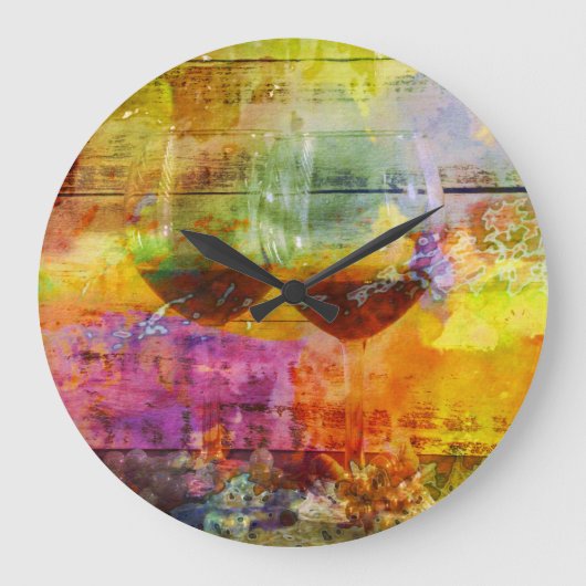 Die lebendige Wine Digital Art Clock Große Wanduhr (Vorderseite)