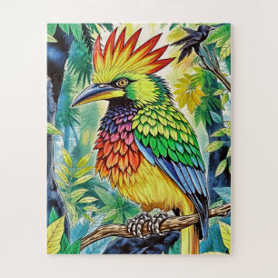 Die lebhaften Kinder von Crested Bird Puzzle