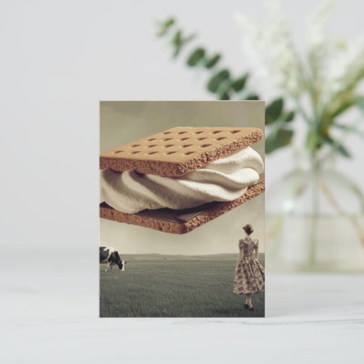 Die Leckerei mit der fliegenden Schokoladencreme Postkarte (Stehend Vorderseite)