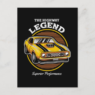 Die Legende des Highway-Muscle-Cars im Retro-Desig Postkarte